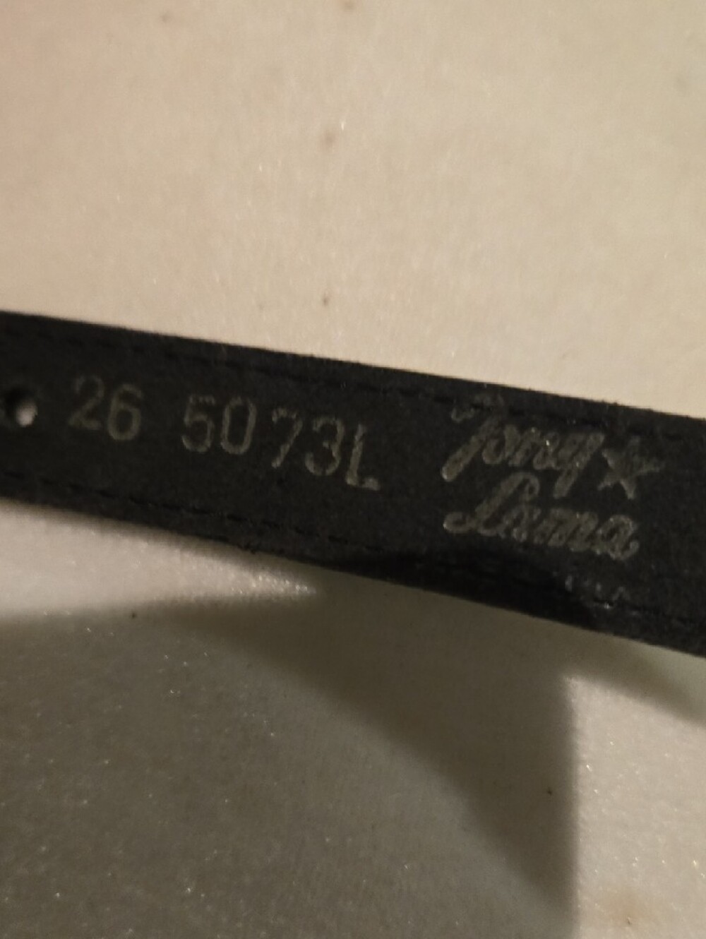 Tony Lama Black Leather Belt with Ornate Silver Western Buckle - Picture 3 of 3